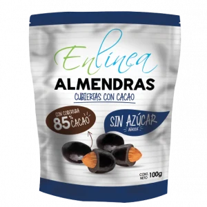 ALMENDRAS CUBIERTAS CON 85% CACAO 100G